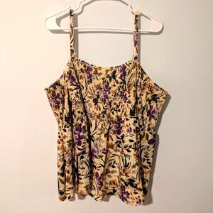 Torrid Challis Smocked Floral Cold Shoulder Top with Bell Sleeves Size 2X